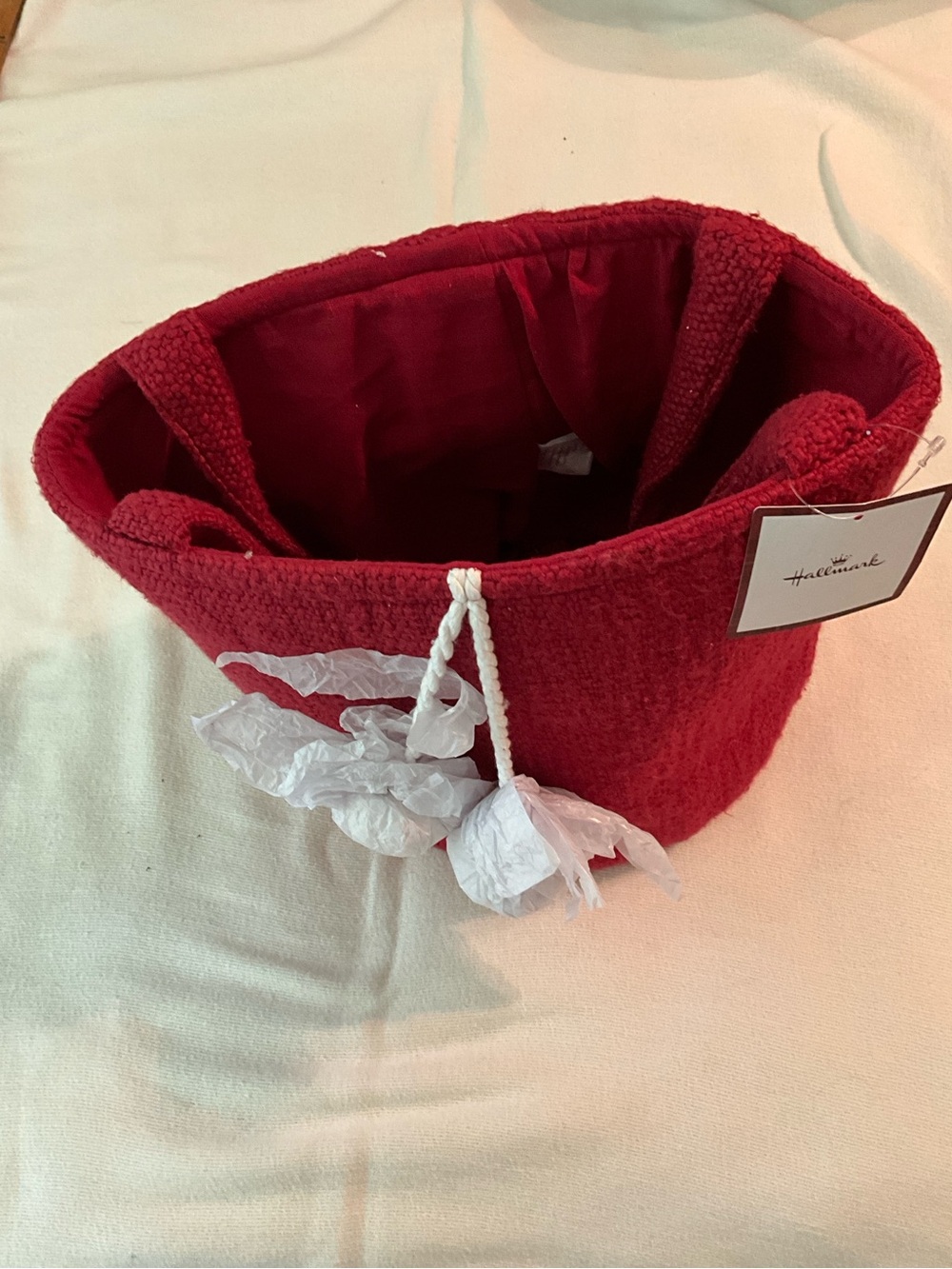 NWT Hallmark Red Wool-Blend Tote Bag